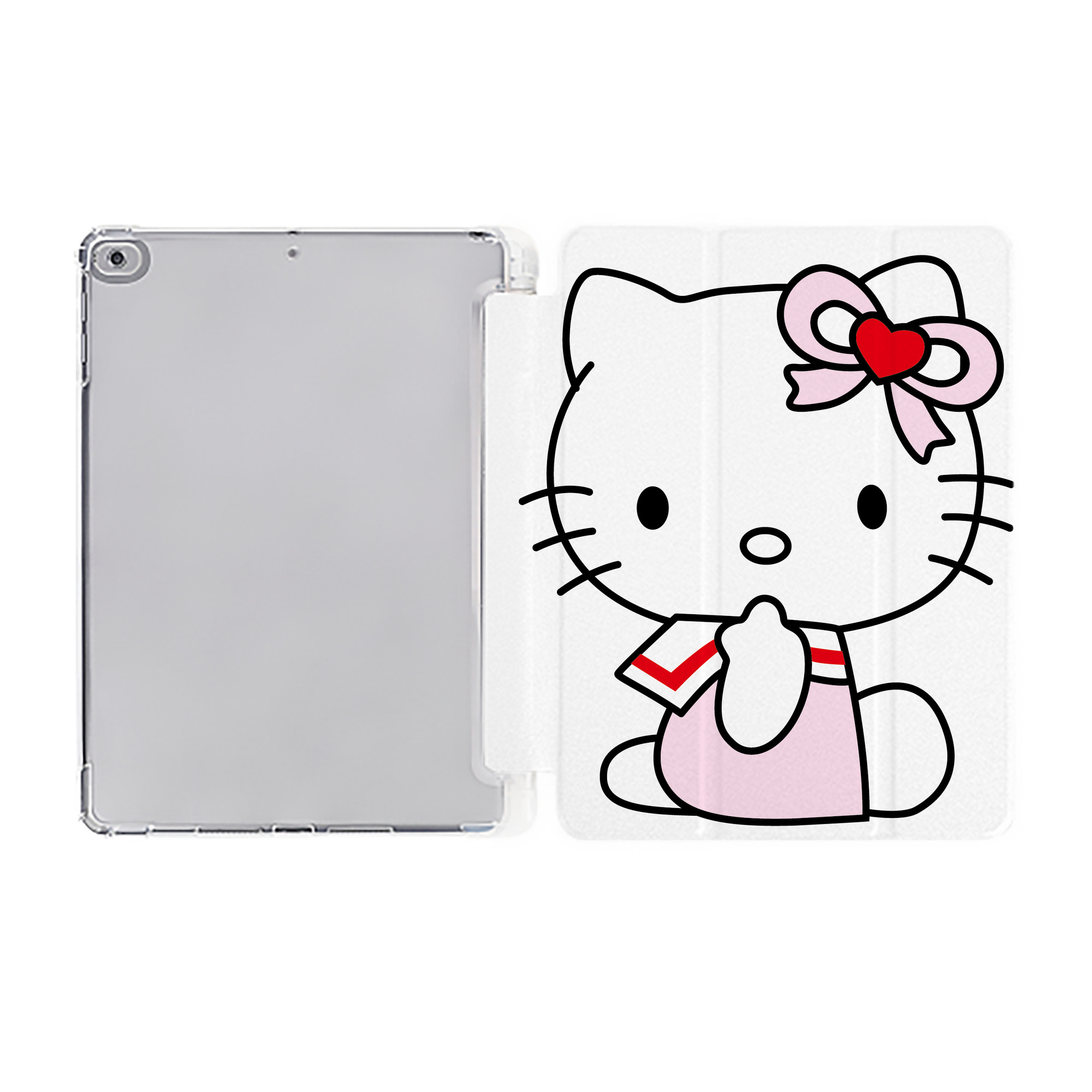（画像用） Hello Kitty ハローキティ IPad ケース ペン収納付き 三つ折りスタンド PUレザー×シリコン 対応機種9.5/10.5/10.9インチ
